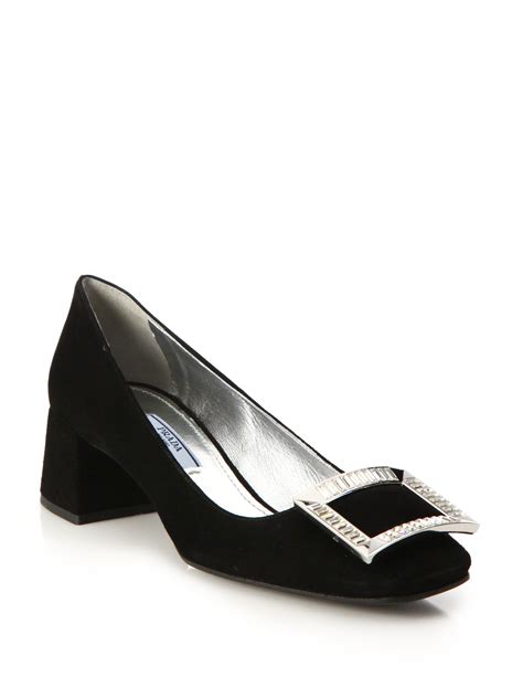 prada suede buckle pumps|prada black shoes women.